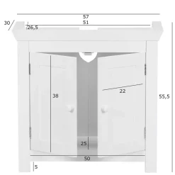 Waschbeckenunterschrank in Weiß mit Doppeltür - Hank