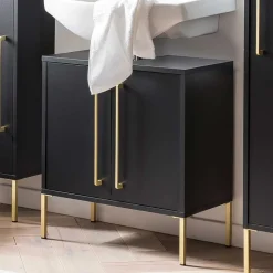 Waschbeckenunterschrank in Schwarz & Gold - Vulcanisa