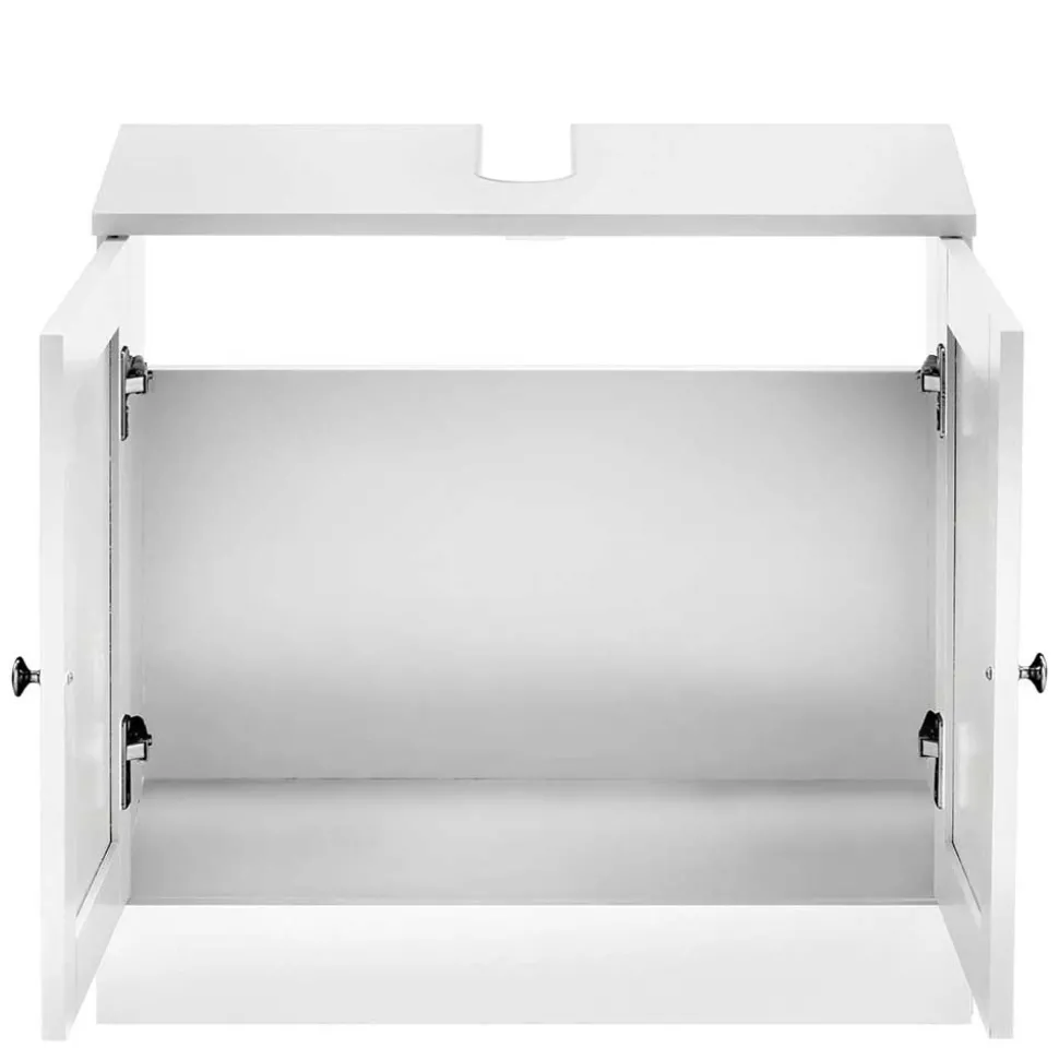 Waschbeckenunterschrank in Weiß mit Metallgriffen - Gorgona