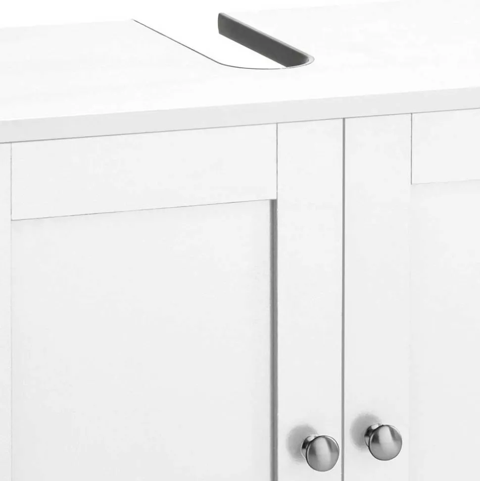 Waschbeckenunterschrank in Weiß mit Metallgriffen - Gorgona