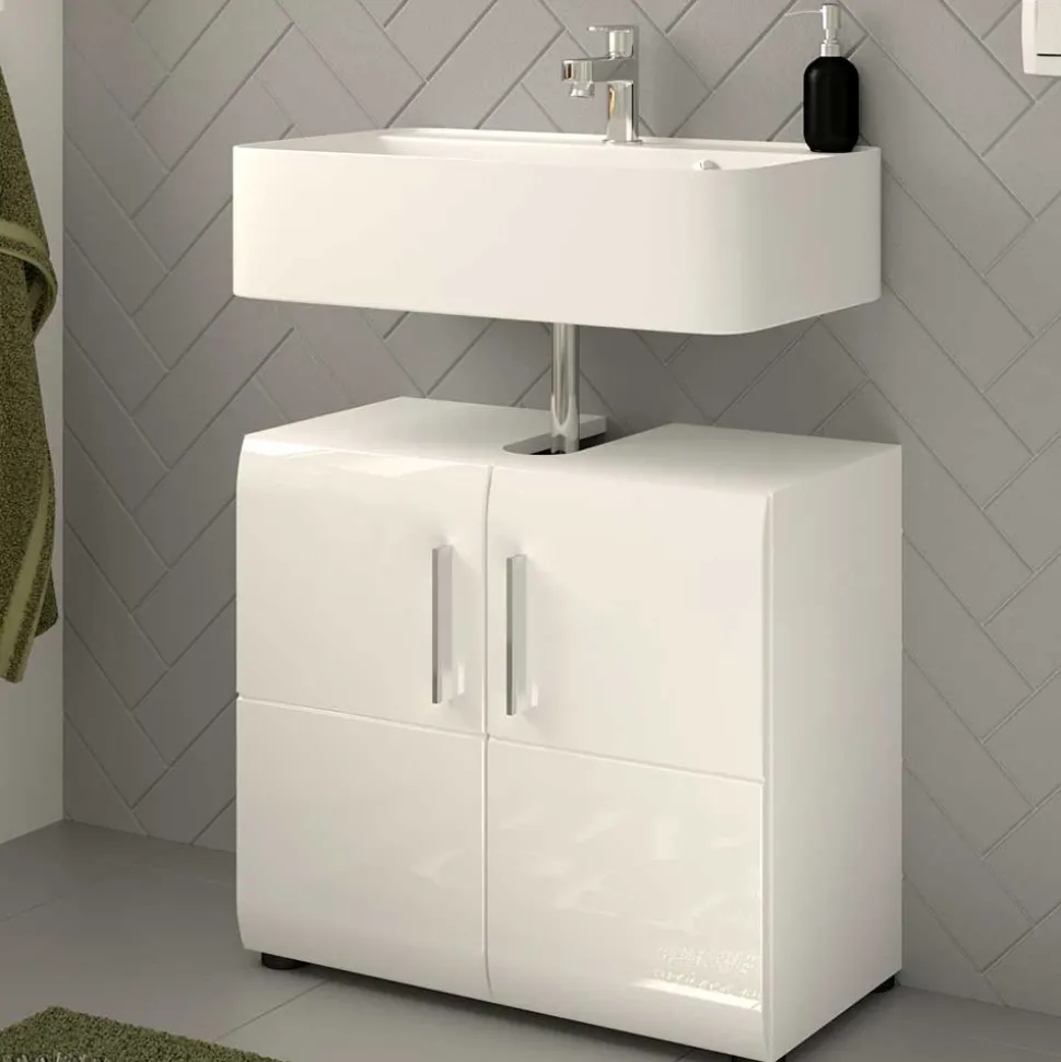 Waschbeckenunterschrank in Weiß hochglänzend - Rirua