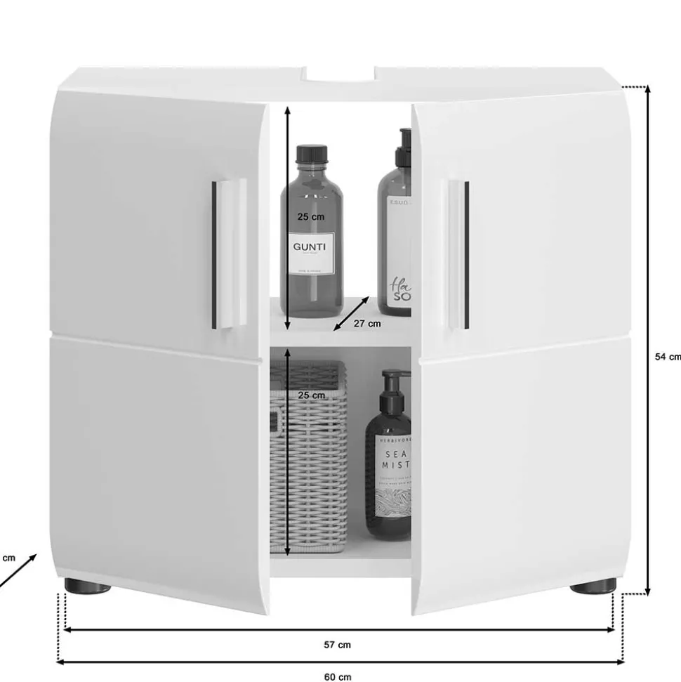 Waschbeckenunterschrank in Weiß hochglänzend - Rirua