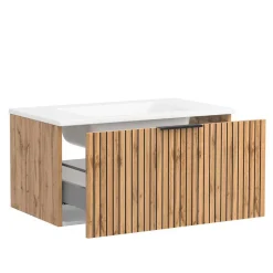 Waschkonsole & Badschränke & LED Spiegel - Crystoga (vierteilig)