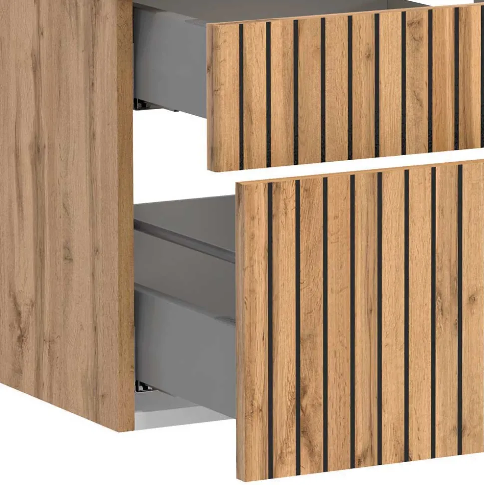 Waschkonsole & LED Spiegel & Hängeschrank - Crystoga I (dreiteilig)