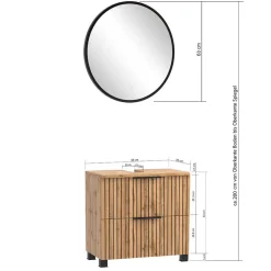 Waschkonsole & Midischrank & LED Spiegel - Crystoga (dreiteilig)