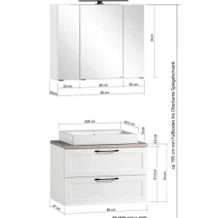 Waschkonsole und Spiegelschrank Set - Trioto (zweiteilig)