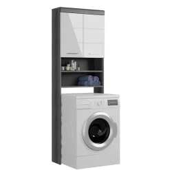 Waschmaschinenüberbau in Weiß Hochglanz & Grau - Nancys