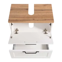 Waschplatz Einrichtung in Weiß mit Wildeiche - Gyatso (zweiteilig)