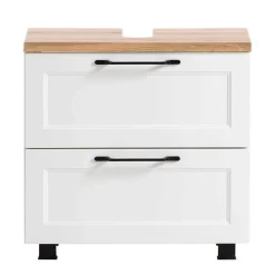 Waschplatz Einrichtung in Weiß mit Wildeiche - Gyatso (zweiteilig)