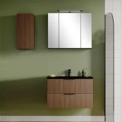 Waschplatz Kombi mit schwarzem Becken - Ucaida (dreiteilig)