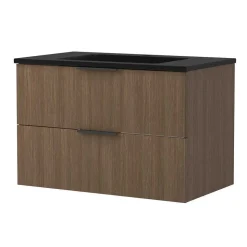 Waschplatz Kombi mit schwarzem Becken - Ucaida (dreiteilig)