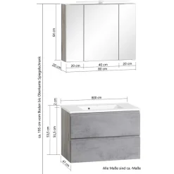 Waschtisch Kombi & Bad Unterschrank - Jambi (dreiteilig)