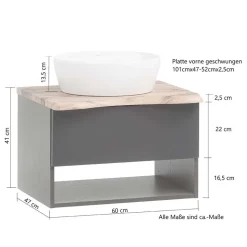Waschtisch mit Aufsatzbecken für die Wand - Breznia