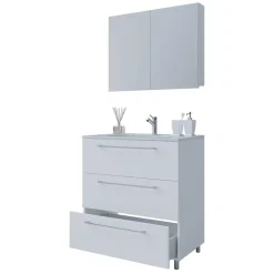 Waschtisch und Spiegelschrank in Weiß - Ipsum (zweiteilig)