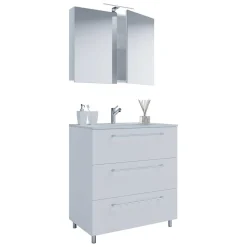 Waschtisch und Spiegelschrank in Weiß - Ipsum (zweiteilig)
