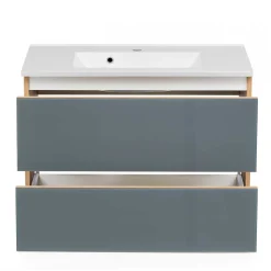 Waschtisch Wandkonsole in Grau & Wildeiche - Anviletca