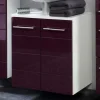 Waschtischunterschrank Laydia in Aubergine Hochglanz