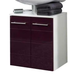 Waschtischunterschrank Laydia in Aubergine Hochglanz