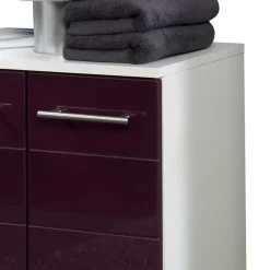 Waschtischunterschrank Laydia in Aubergine Hochglanz