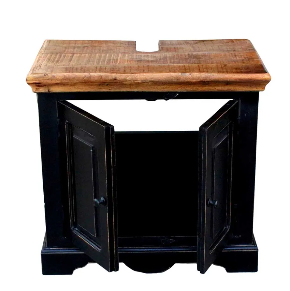 Waschtischunterschrank Sentiments in Schwarz Mangobaum