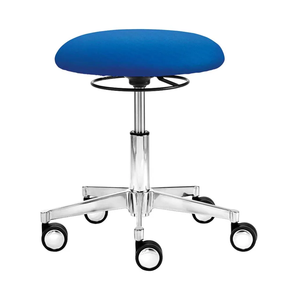 Webstoff Arbeitsdrehhocker in Blau - Lindos