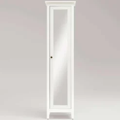 Weiß lasierter Hochschrank fürs Bad mit Spiegel - Lousias