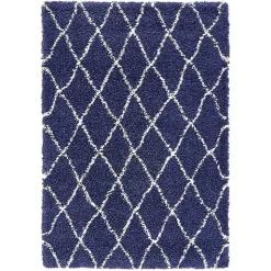 Weicher Läufer Teppich mit Hochflor in Blau - Tanko