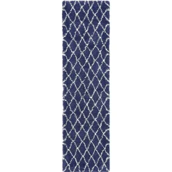 Weicher Läufer Teppich mit Hochflor in Blau - Tanko