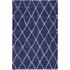 Weicher Läufer Teppich mit Hochflor in Blau - Tanko