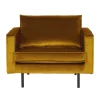 Weicher Sessel im kantigen Retro Design Nustra mit Samt Gelb