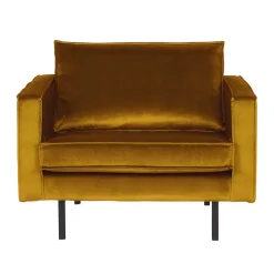 Weicher Sessel im kantigen Retro Design Nustra mit Samt Gelb