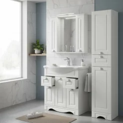 Weiße Badmöbel klassisch Set - Akira (dreiteilig)