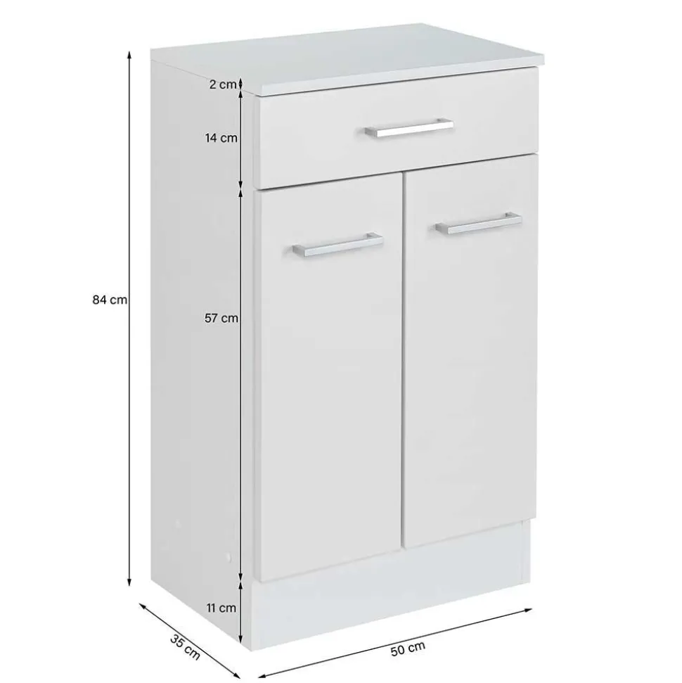 Weiße Badmöbel Kombi zum Aufstellen - Skiranov (vierteilig)