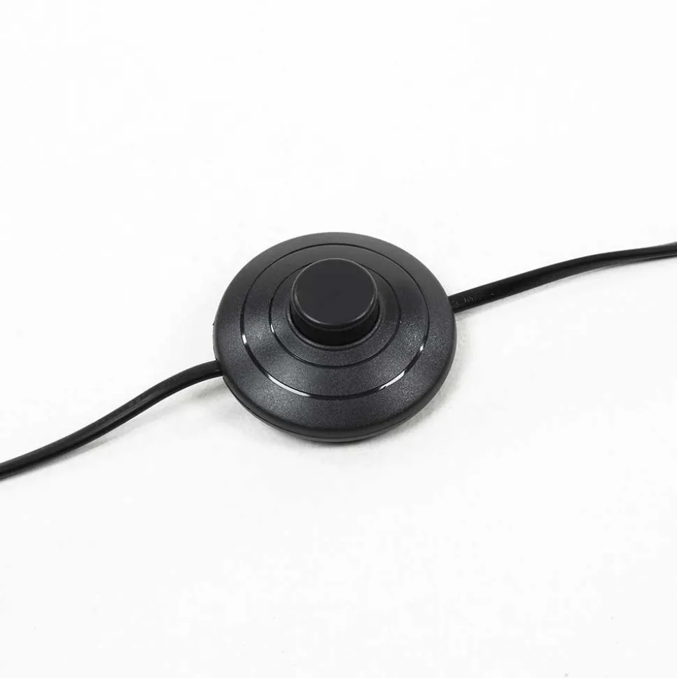 Weiße Bogenlampe mit Stoffschirm - Valnut