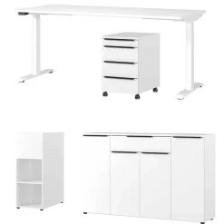 Weiße Büromöbel Kombination - Sparkle (vierteilig)