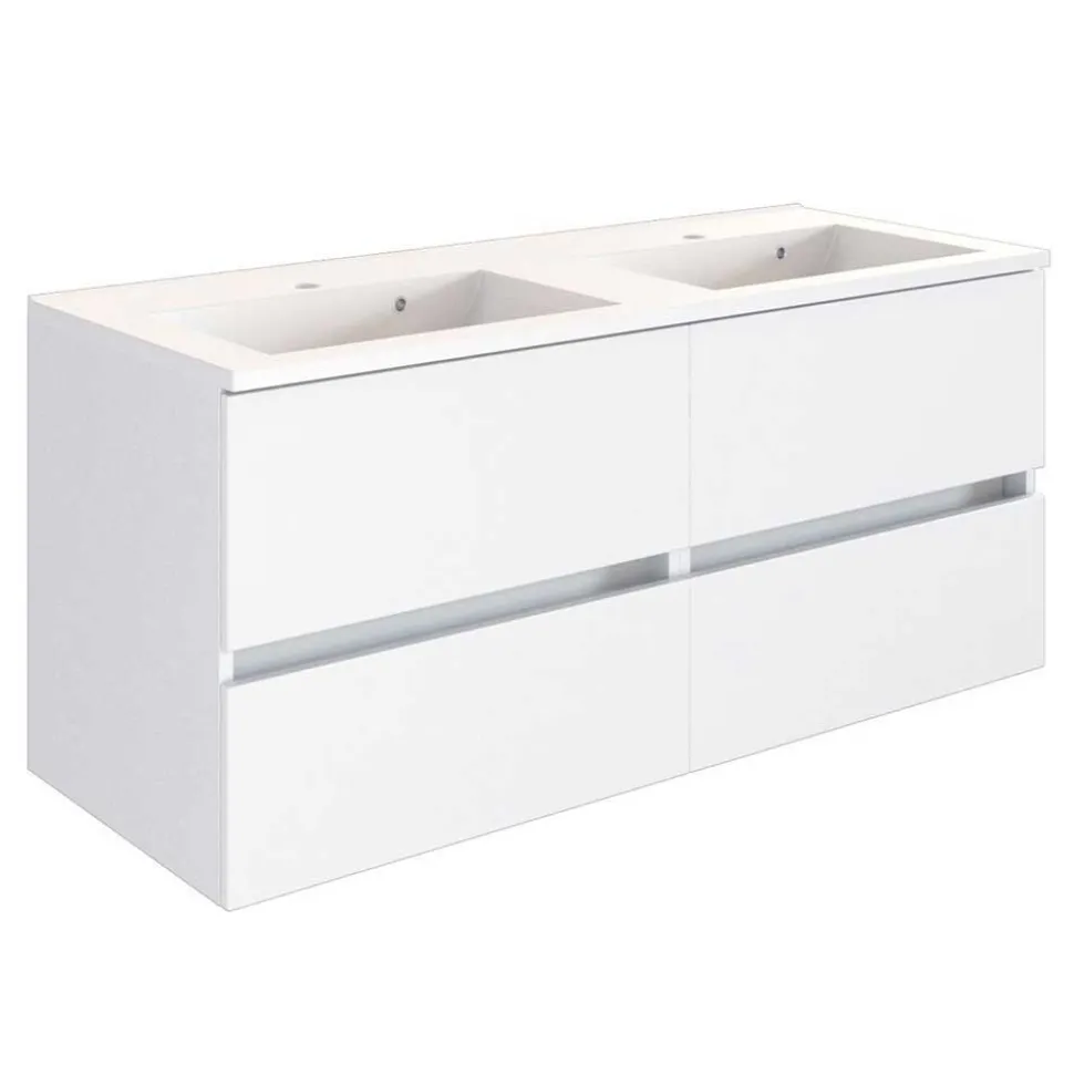 Weiße Doppelwaschplatz Kombi - Vandan (zweiteilig)