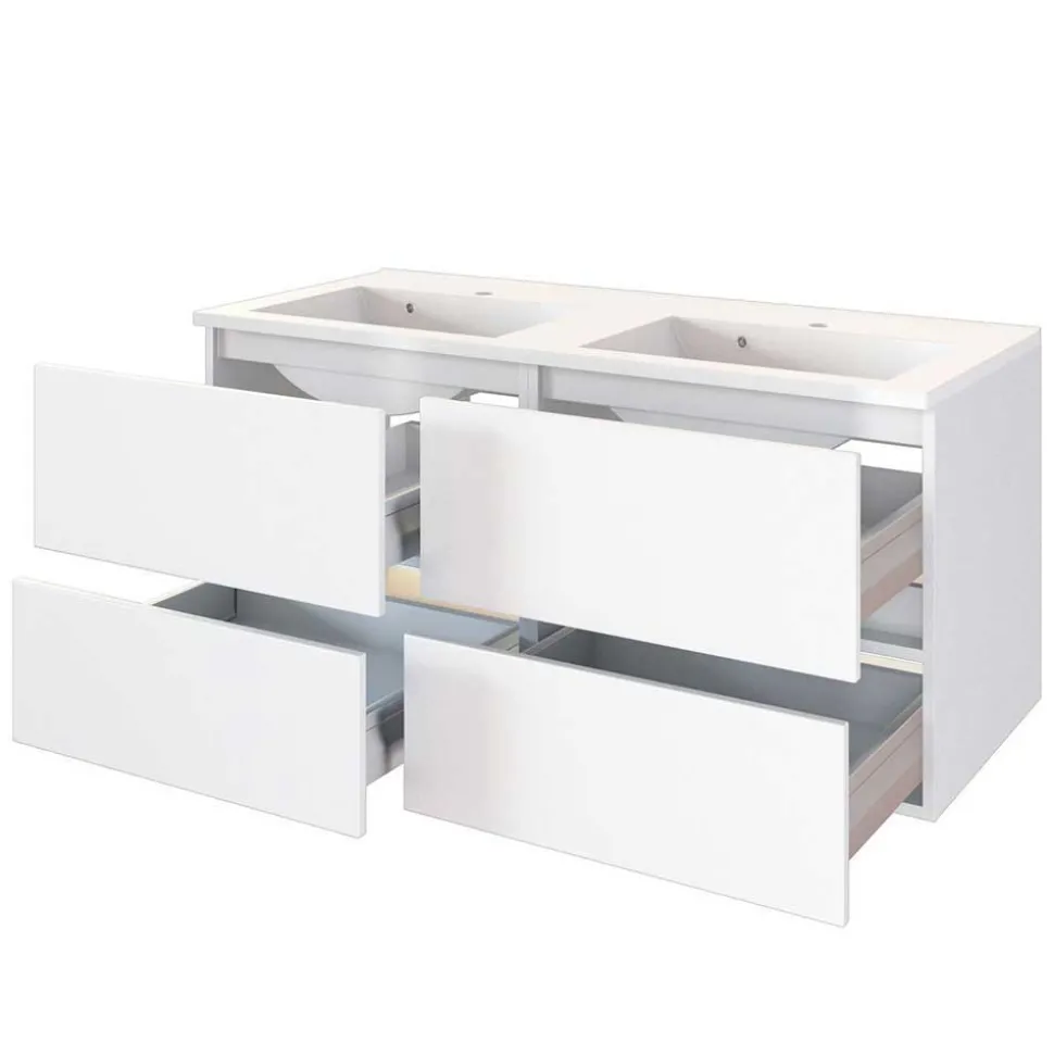 Weiße Doppelwaschplatz Kombi - Vandan (zweiteilig)