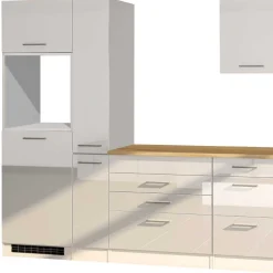 Weiße Einbauküche 330 cm breit - Cuneo II (neunteilig)