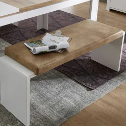 Weiße Esstisch Bank mit Sitzkissen - Connassa