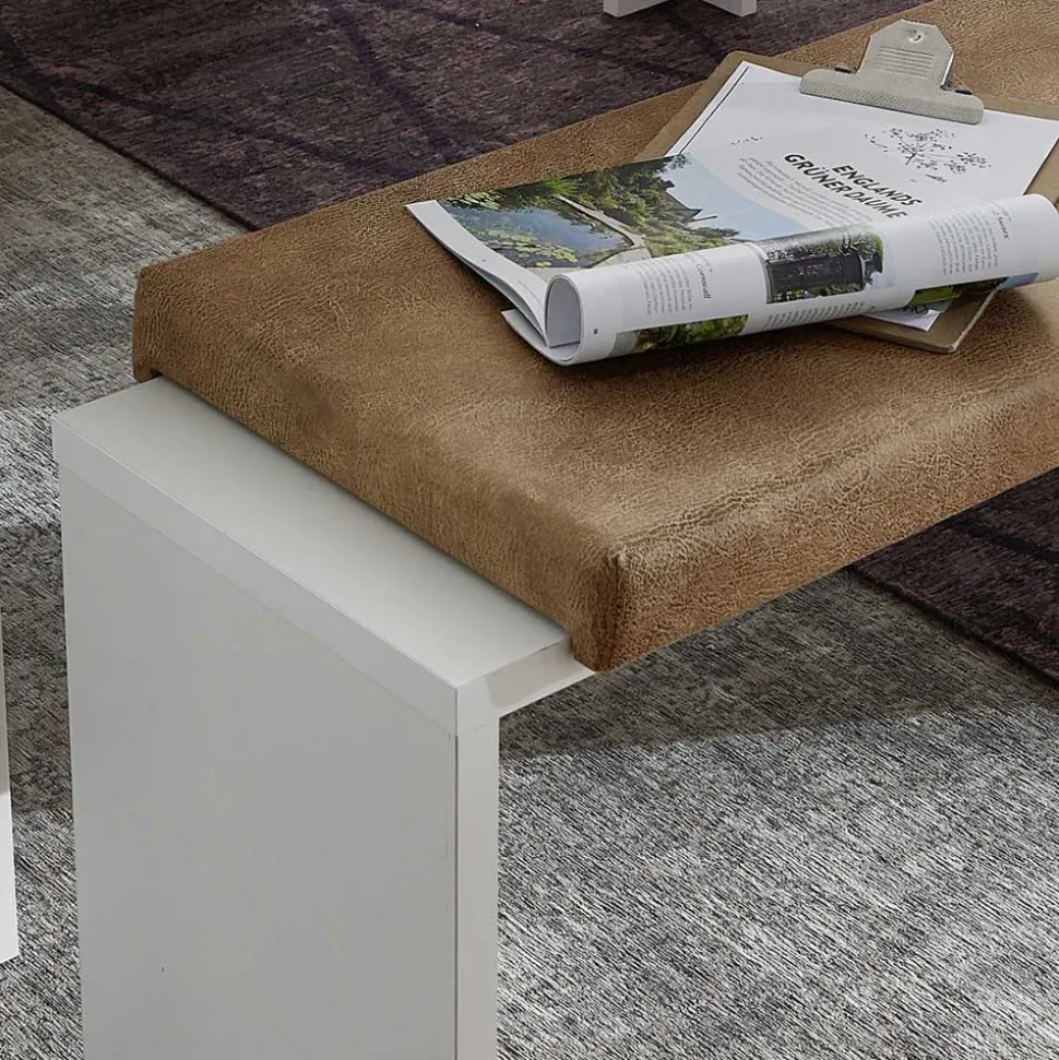 Weiße Esstisch Bank mit Sitzkissen - Connassa