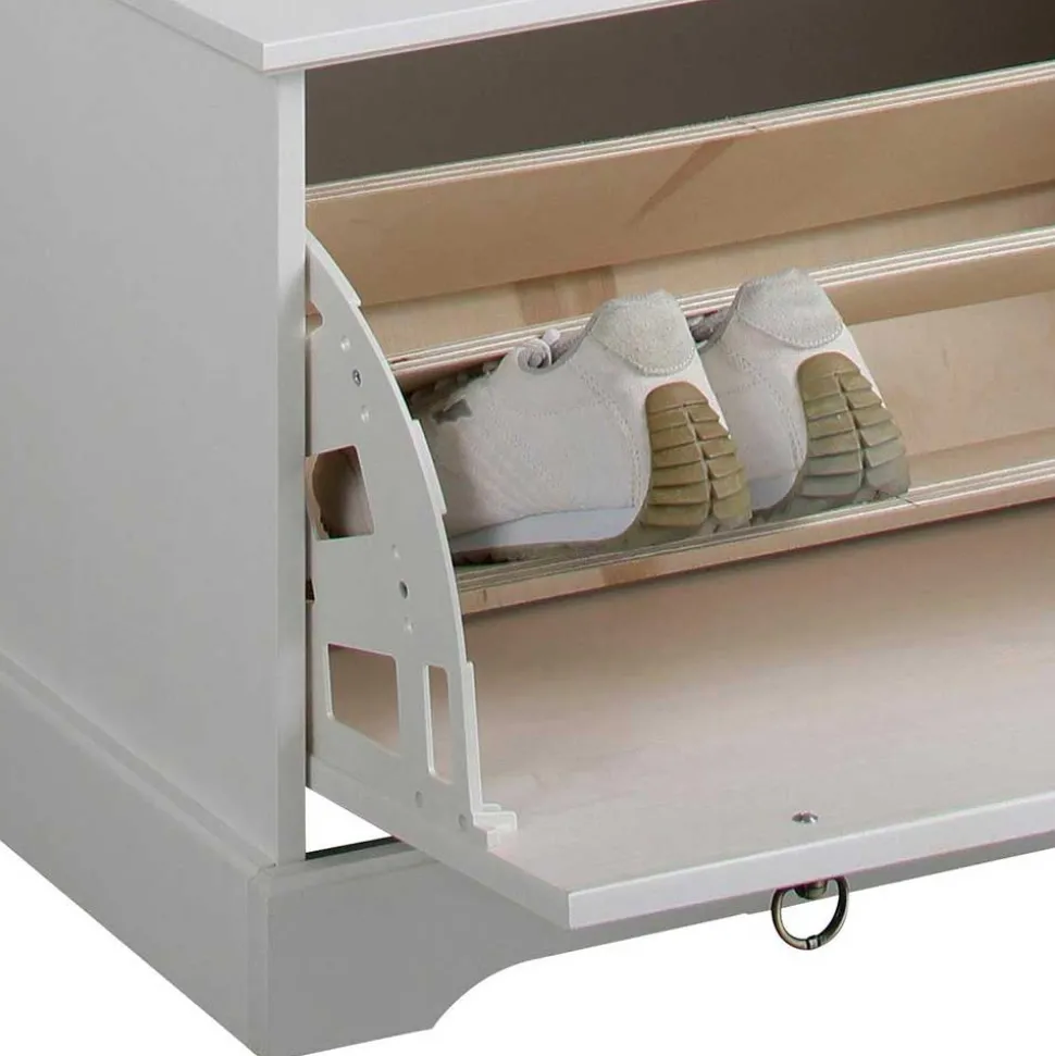 Weiße Flurbank mit Schuhklappe - Vesrav