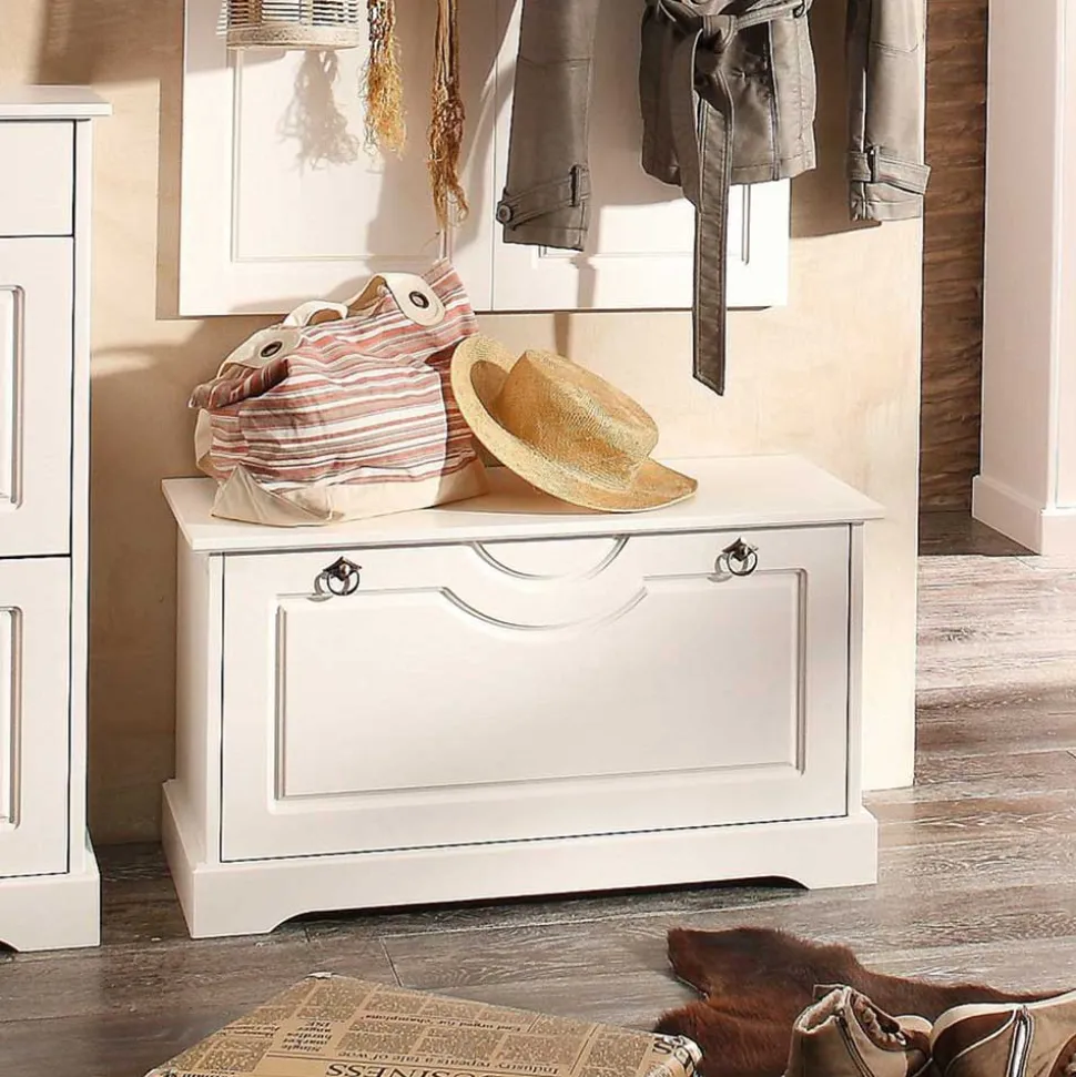Weiße Flurbank mit Schuhklappe - Vesrav