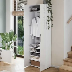 Weiße Flureinrichtung mit Glasbeschichtung - Kofi (fünfteilig)