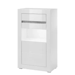 Weiße Hochglanzmöbel für das Wohnzimmer Mextra optional mit LED (vierteilig)