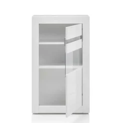 Weiße Hochglanzmöbel für das Wohnzimmer Mextra optional mit LED (vierteilig)