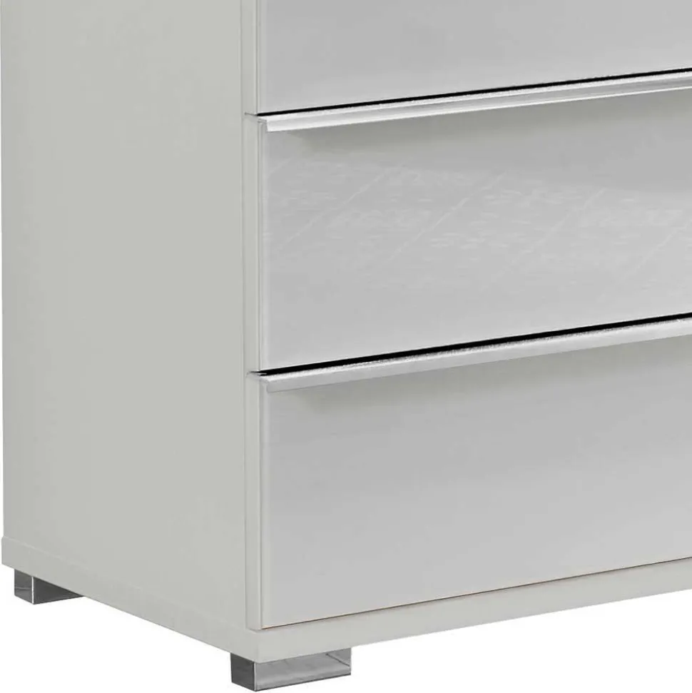 Weiße Hochkommode mit Glasfront - Rocca