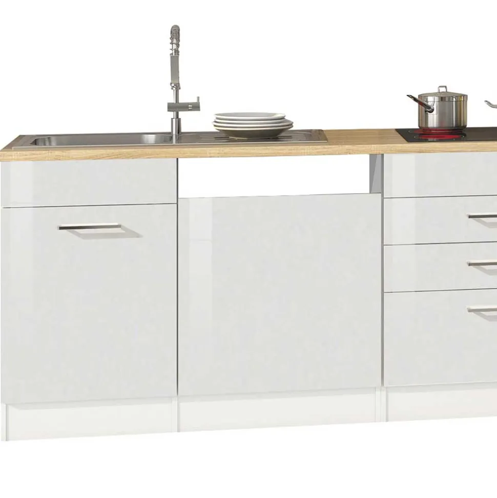 Weiße Küche ohne Geräte - Cuneo III (achtteilig)