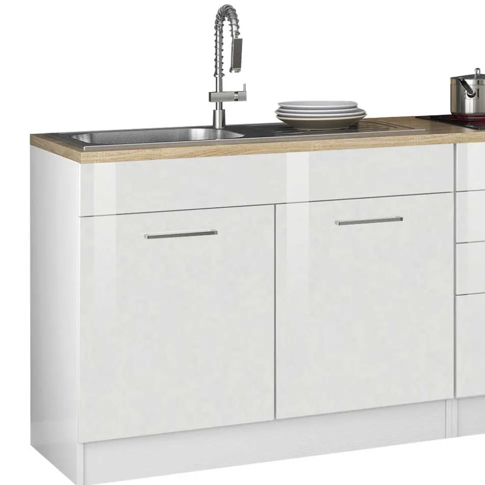 Weiße Küchenzeile ohne Elektrogeräte - Cuneo (neunteilig)