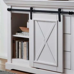 Weiße Kommode mit Schiebetür & Schubladen - Kuito