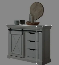 Weiße Kommode mit Schiebetür & Schubladen - Kuito